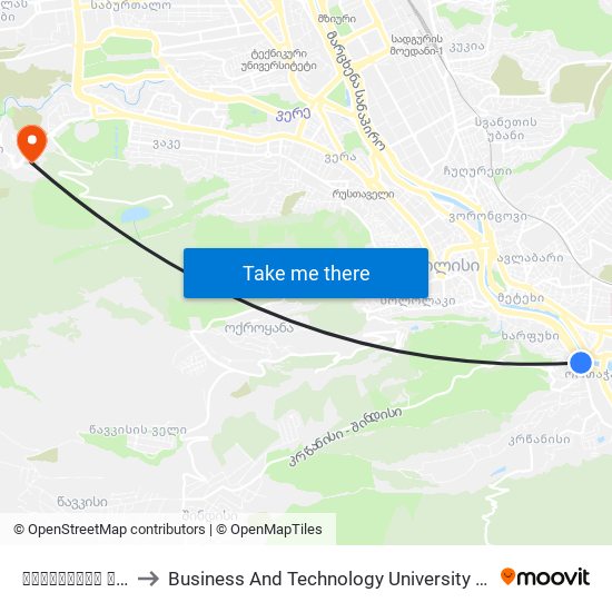 გორგასლის მოედანი - [1388] to Business And Technology University || ბიზნესისა და ტექნოლოგიების უნივერსიტეტი map