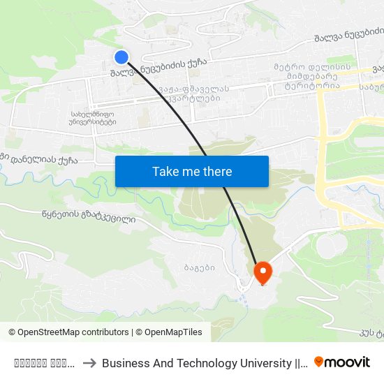 ბედიას ქუჩა #16 - [1412] to Business And Technology University || ბიზნესისა და ტექნოლოგიების უნივერსიტეტი map