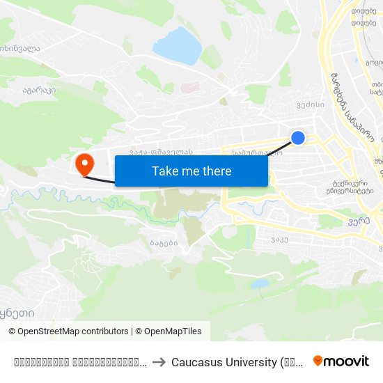 სამედიცინო უნივერსიტეტი / Medical University to Caucasus University (კავკასიის უნივერსიტეტი) map