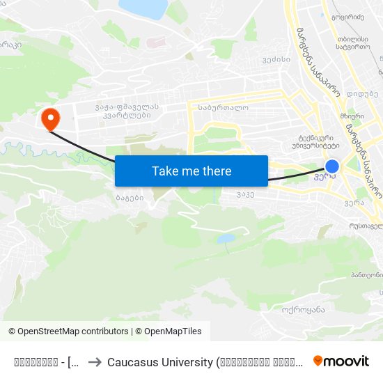 ზოოპარკი - [804] to Caucasus University (კავკასიის უნივერსიტეტი) map