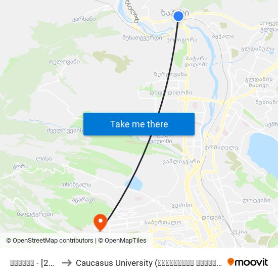 ზაჰესი - [2063] to Caucasus University (კავკასიის უნივერსიტეტი) map