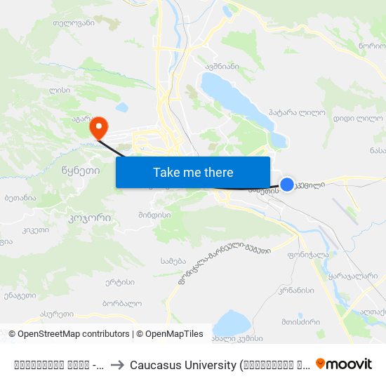 გახოკიძის ქუჩა - [2738] to Caucasus University (კავკასიის უნივერსიტეტი) map