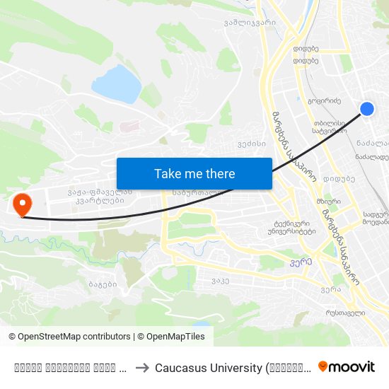 ცოტნე დადიანის ქუჩა #229 - [2775] to Caucasus University (კავკასიის უნივერსიტეტი) map