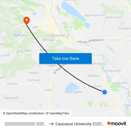 სასჯელაღსრულების დაწესებულება - [2947] to Caucasus University (კავკასიის უნივერსიტეტი) map