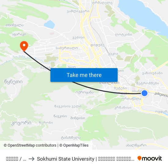 ისანი / Isani to Sokhumi State University | სოხუმის სახელმწიფო უნივერსიტეტი map