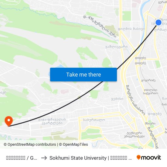ღრმაღელე  / Ghrmaghele to Sokhumi State University | სოხუმის სახელმწიფო უნივერსიტეტი map