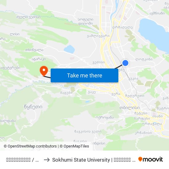 ნაძალადევი / Nadzaladevi to Sokhumi State University | სოხუმის სახელმწიფო უნივერსიტეტი map