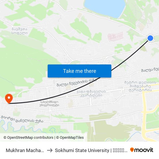 Mukhran Machavariani Street H to Sokhumi State University | სოხუმის სახელმწიფო უნივერსიტეტი map