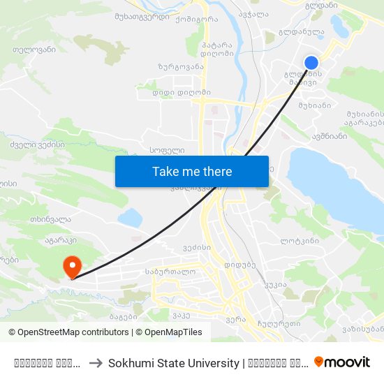 გლდანის პარკი - 4008 to Sokhumi State University | სოხუმის სახელმწიფო უნივერსიტეტი map