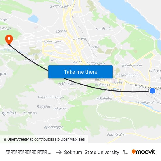 ლორთქიფანიძის ქუჩა #9-ის მიმდებარედ - 3760 to Sokhumi State University | სოხუმის სახელმწიფო უნივერსიტეტი map
