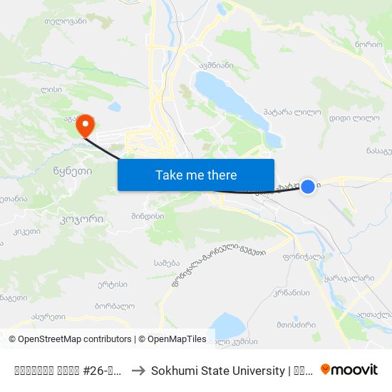 ქიზიყის ქუჩა #26-ის მოპირდაპირედ - 3748 to Sokhumi State University | სოხუმის სახელმწიფო უნივერსიტეტი map