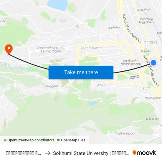 აღმაშენებლის გამზირი - [802] to Sokhumi State University | სოხუმის სახელმწიფო უნივერსიტეტი map