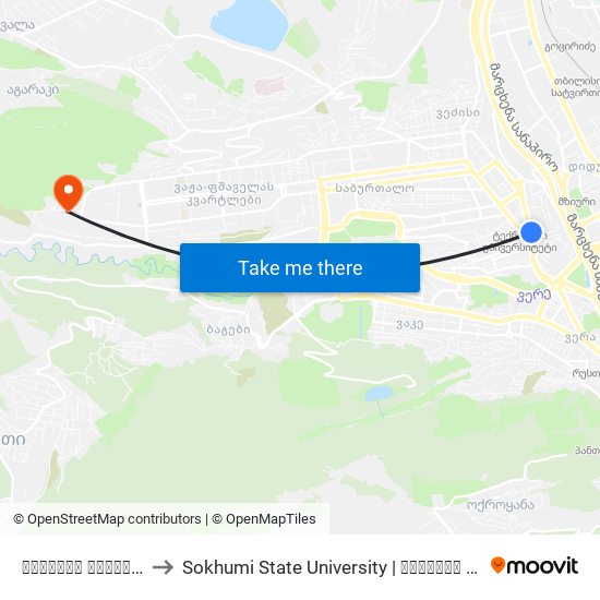 სპორტის სასახლე - [1009] to Sokhumi State University | სოხუმის სახელმწიფო უნივერსიტეტი map