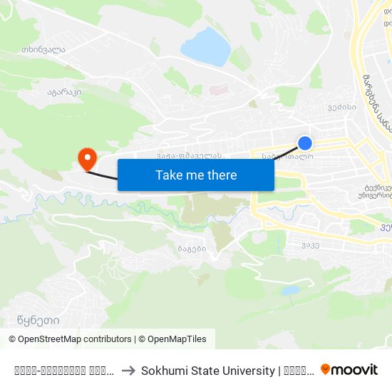 ვაჟა-ფშაველას გამზირი #27 - [1054] to Sokhumi State University | სოხუმის სახელმწიფო უნივერსიტეტი map