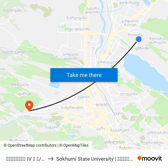 მუხიანის IV ბ მ/რ #29 - [1118] to Sokhumi State University | სოხუმის სახელმწიფო უნივერსიტეტი map