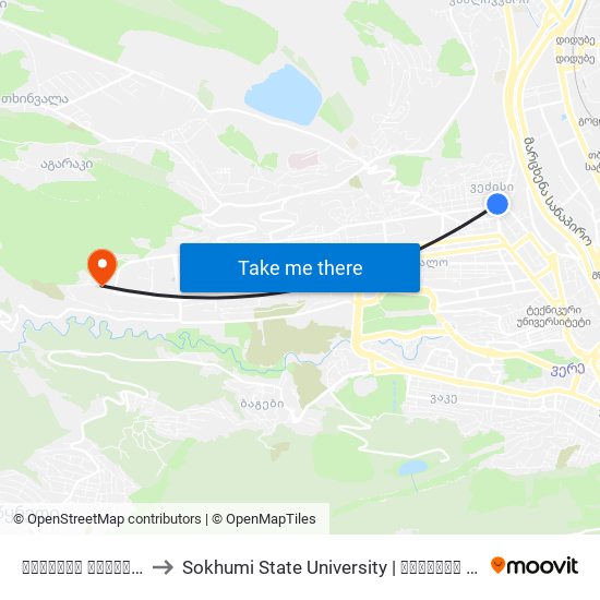 ჟვანიას მოედანი - [1163] to Sokhumi State University | სოხუმის სახელმწიფო უნივერსიტეტი map