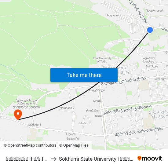 ნუცუბიძის II მ/რ III კვ. #4 - [1315] to Sokhumi State University | სოხუმის სახელმწიფო უნივერსიტეტი map