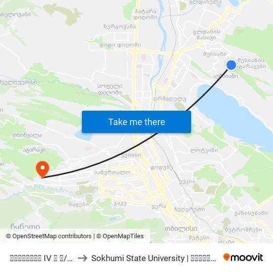 მუხიანის IV ბ მ/რ #42 - [2591] to Sokhumi State University | სოხუმის სახელმწიფო უნივერსიტეტი map