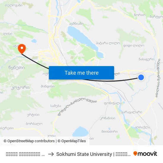 ლილოს დასახლება II კვ #8 - [3171] to Sokhumi State University | სოხუმის სახელმწიფო უნივერსიტეტი map