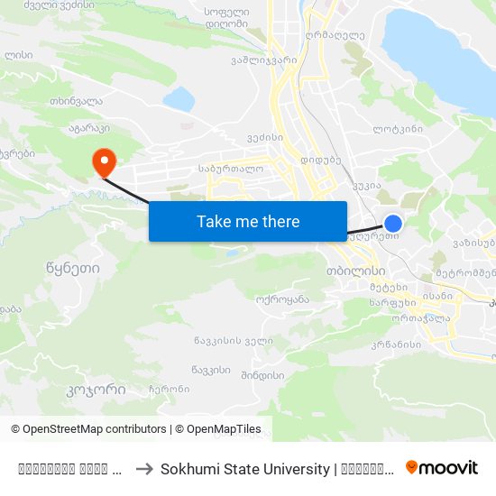 სააკაძის ქუჩა #23ა - [3423] to Sokhumi State University | სოხუმის სახელმწიფო უნივერსიტეტი map