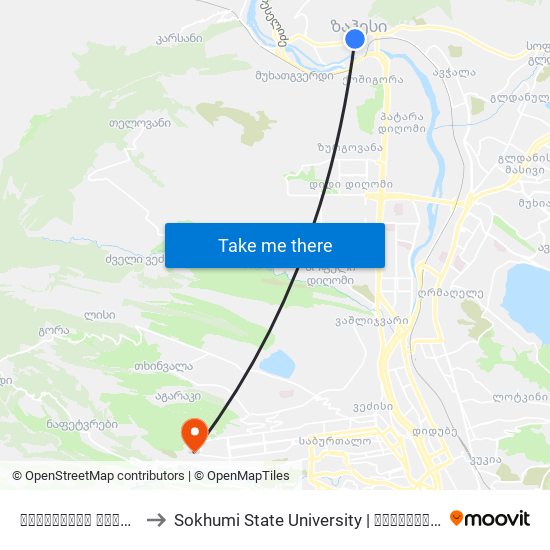 ჭიჭინაძის ქუჩა #4 - [3552] to Sokhumi State University | სოხუმის სახელმწიფო უნივერსიტეტი map