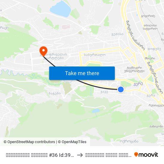 ჭავჭავაძის გამზირი #36 Id:3962 to თბილისის გულის ცენტრი map