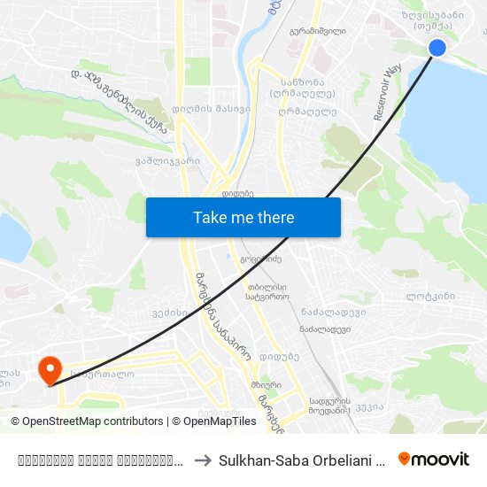 თბილისის ზღვის ასასვლელი  - [3343] to Sulkhan-Saba Orbeliani University map