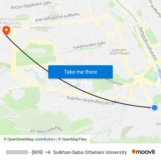 ფილარმონია - [809] to Sulkhan-Saba Orbeliani University map