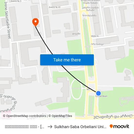 უნივერსიტეტის ქუჩა - [1266] to Sulkhan-Saba Orbeliani University map