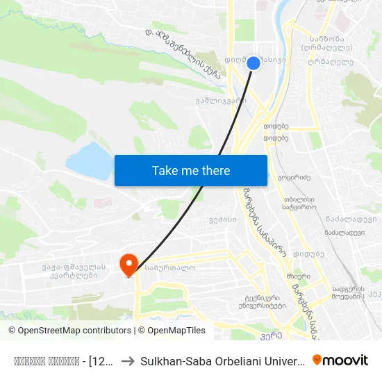 დიღმის ბაზარი - [1269] to Sulkhan-Saba Orbeliani University map