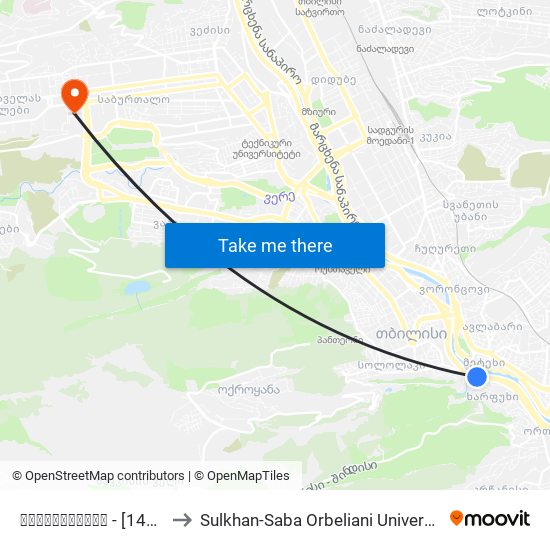 აბანოთუბანი - [1464] to Sulkhan-Saba Orbeliani University map