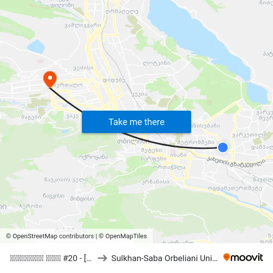 წულუკიძის ქუჩა #20  - [1906] to Sulkhan-Saba Orbeliani University map