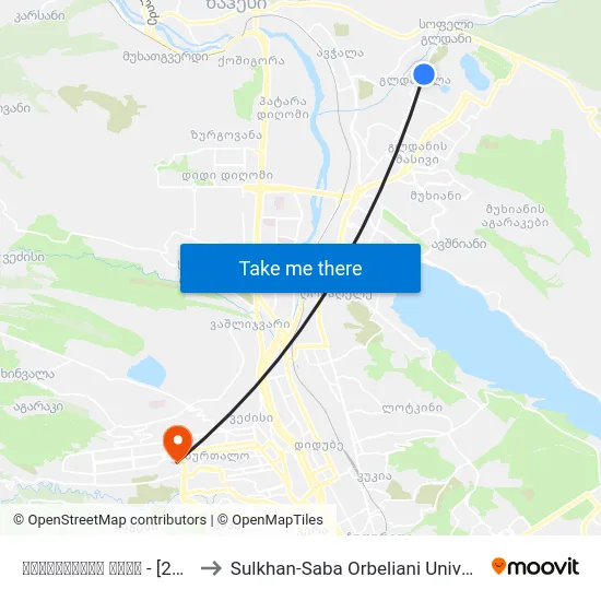 მაისურაძის ქუჩა - [2254] to Sulkhan-Saba Orbeliani University map