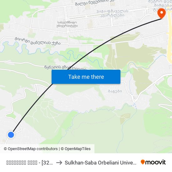 ჭავჭაძის ქუჩა - [3247] to Sulkhan-Saba Orbeliani University map