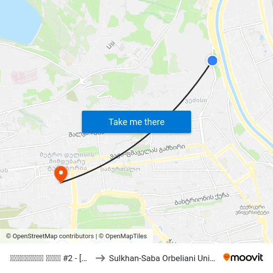 გაგარინის ქუჩა #2 - [3292] to Sulkhan-Saba Orbeliani University map