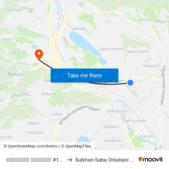 აეროპორტის დასახლება #19 - 20216 to Sulkhan-Saba Orbeliani University map
