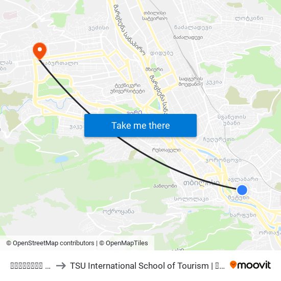 ავლაბარი / Avlabari to TSU International School of Tourism | თსუ ტურიზმის საერთაშორისო სკოლა map