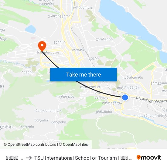 ისანი / Isani to TSU International School of Tourism | თსუ ტურიზმის საერთაშორისო სკოლა map