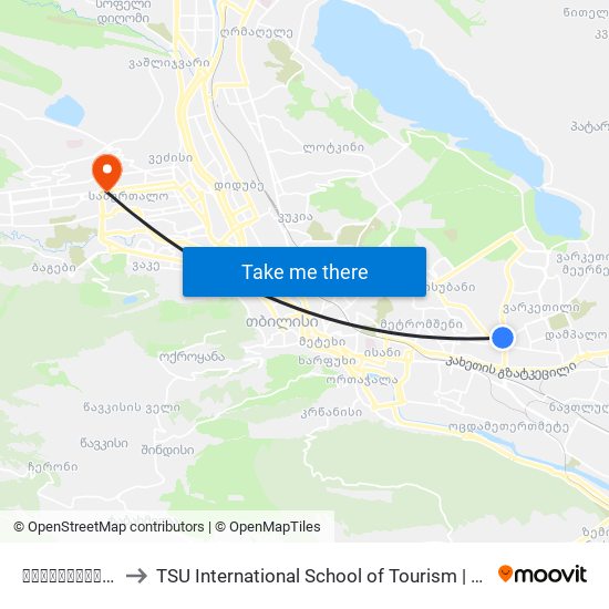 ვარკეთილი / Varketili to TSU International School of Tourism | თსუ ტურიზმის საერთაშორისო სკოლა map