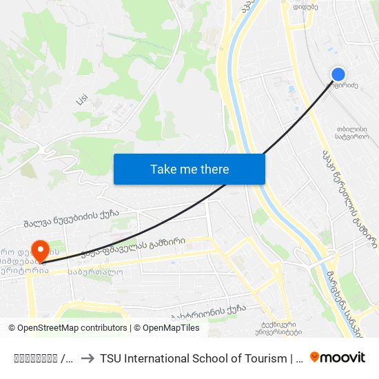 გოცირიძე  / Gotsiridze to TSU International School of Tourism | თსუ ტურიზმის საერთაშორისო სკოლა map