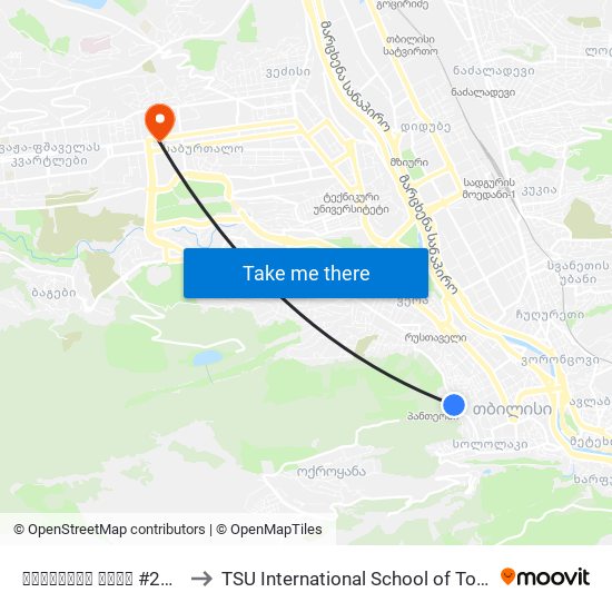 ჭონქაძის ქუჩა #22-ის მოპირდაპირედ - 3918 to TSU International School of Tourism | თსუ ტურიზმის საერთაშორისო სკოლა map