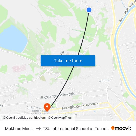 Mukhran Machavariani Street I to TSU International School of Tourism | თსუ ტურიზმის საერთაშორისო სკოლა map
