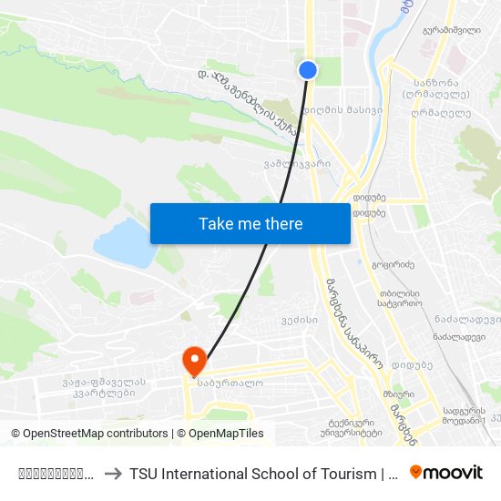 რესტორანი "მონოპოლი" to TSU International School of Tourism | თსუ ტურიზმის საერთაშორისო სკოლა map