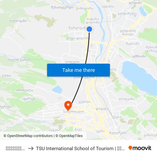 ფერაძის ქუჩა #3 to TSU International School of Tourism | თსუ ტურიზმის საერთაშორისო სკოლა map