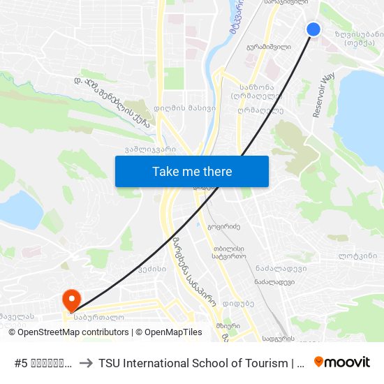 #5 სამშობიარო სახლი to TSU International School of Tourism | თსუ ტურიზმის საერთაშორისო სკოლა map
