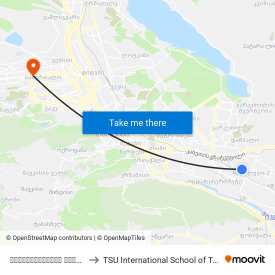 ლორთქიფანიძის ქუჩა #34-ის მიმდებარედ - 3768 to TSU International School of Tourism | თსუ ტურიზმის საერთაშორისო სკოლა map