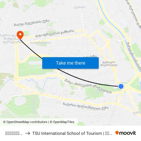 ზოოპარკი - [804] to TSU International School of Tourism | თსუ ტურიზმის საერთაშორისო სკოლა map