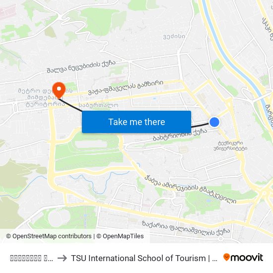 ცინცაძის ქუჩა  - [929] to TSU International School of Tourism | თსუ ტურიზმის საერთაშორისო სკოლა map