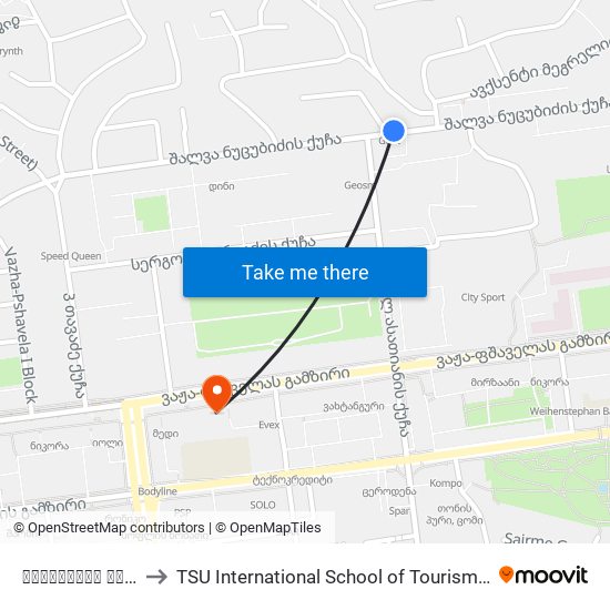 ნუცუბიძის ქუჩა#21 - [948] to TSU International School of Tourism | თსუ ტურიზმის საერთაშორისო სკოლა map