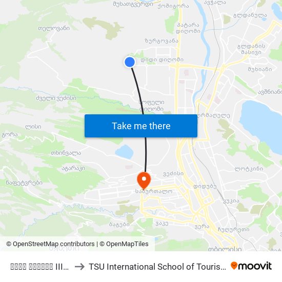 დიდი დიღომი III მ/რ #37 - [1185] to TSU International School of Tourism | თსუ ტურიზმის საერთაშორისო სკოლა map
